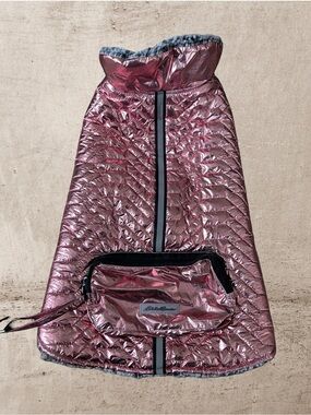 Eddie Bauer Pink Gold Quilted Pet Coat with Front Pocket